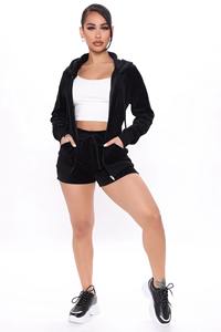 Best Selling Baggy Crop Zipper Hoodie and Shorts Set for Women Customizable y2k style Hoodie shorts set for women - Product Image 6