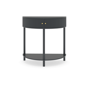 Artisan Crafted Wave Pattern Demi Lune Console <b>Table</b> Unique Dark Gray Finish Half Moon Design <b>End</b> <b>Table</b> 2 <b>Storage</b> Home Hotel New - Product Image 2