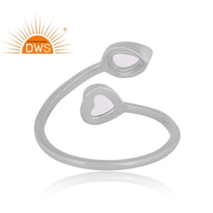 Hot Selling Sterling Silver Natural Rainbow <b>Moon</b> Stone Gemstone Adjustable <b>Ring</b> Custom Jewelry Manufacturer - Product Image 4