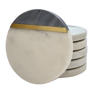 ที่รองแก้วลายหินอ่อนสีขาวหรูหราทันสมัยของตกแต่งโต๊ะหินแผ่นรองแก้วโลหะ - Product Image 2