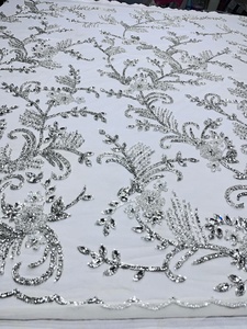 Luxury Eco-Friendly Hand <b>Beaded</b> Embroidery Net Fabric <b>PVC</b> Coated Weft for Cross-Style Accessories - Product Image 3