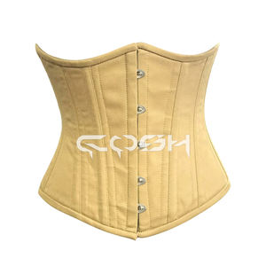 Beige Cotton Waist Training Underbust <b>Corset</b> Steel Boned <b>Bustier</b> <b>Corset</b> | Beige katoenen taillecorset voor onder de buste - Product Image 1