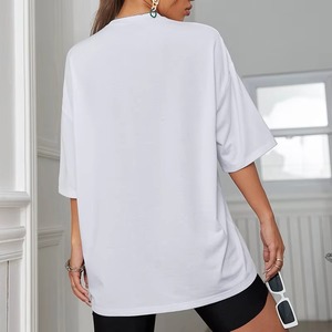 Fabricante mejor calidad rhinestone manga corta transpirable de gran tamaño ligero precio barato algodón logo camiseta de las mujeres - Product Image 6