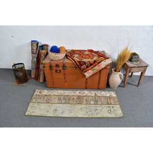 1.8x4.3 ft Rug, Turkish Vintage Rug, <b>Brown</b> <b>Wool</b> Rug - Product Image 2