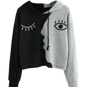 Venta directa de fábrica de manga larga sudaderas con capucha de longitud corta para la venta de ajuste cómodo estilo de talla grande para la ropa de moda Crop Top Hoodie - Product Image 1