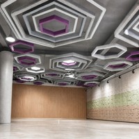 Panneau acoustique hexagonal pour plafond, panneau acoustique en PET, feutre insonorisant en fibre de polyester, feutre acoustique Kusdesign