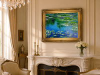Peinture à l'huile sur toile de paysage impressionniste de bassin de nénuphars peinte à la main, taille personnalisée, décoration murale