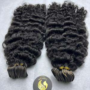 Double Drawn Vietnamese Hair 100% Natural Virgin Hair Burmese Curly Tape Ins Hair Extensions All Length - Product Image 1