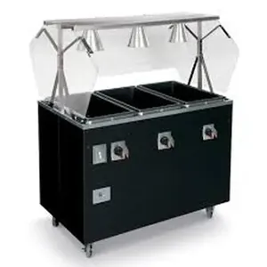 Vollrath T38712 <b>Portable</b> Hot Food Steam <b>Table</b> 4 Wells with Storage for Warming & Holding Equipment Black Color - Product Image 2