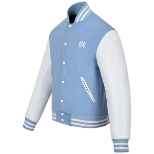 Chaqueta con letras y mangas de cuero de lana personalizada de alta calidad, chaqueta Vintage bordada personalizada de cualquier color - Product Image 2