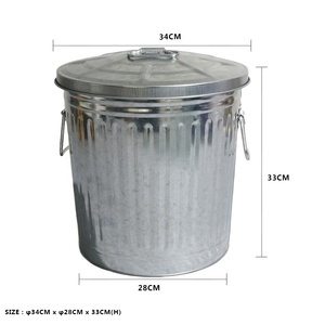 25L Kim Loại Mạ Kẽm Thùng Rác Có Thể Với Nắp Thép Nhỏ Chất Thải Bin Cho Nhà Văn Phòng Và Vườn Sắt Rác Bin Chất Thải Container - Product Image 2