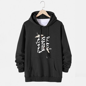 Meilleur pull à capuche personnalisé vintage pour hommes 100% coton épaule tombante surdimensionné 350 Gsm polaire DTG imprimé sans ficelle à capuche - Product Image 1