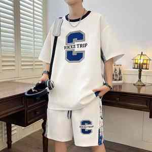 Ensemble de t-shirts tendance et décontractés à manches courtes pour hommes Sports d'été Hip Hop vintage de grande taille - Product Image 1