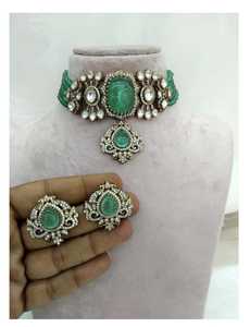 Elegante collar gargantilla y pendiente conjunto para mujer collar declaración | Collar diseñador | Collar nupcial - Product Image 2