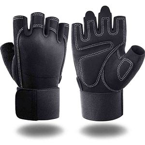 Gants en cuir demi-doigt Pro Gym pour hommes et femmes pour l'haltérophilie et le fitness pour les entraînements cyclistes - Product Image 5