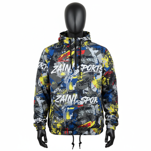 Chaqueta cortavientos de poliéster de alta calidad, estilo Streetwear con estampado gráfico con chaqueta cortavientos bordada con logotipo personalizado para hombre - Product Image 1