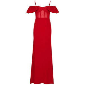 Elegante Vestido de Noche Rojo de Satén, Vestido de Fiesta Maxi Romántico con Cola de Capilla, Talla XS, Vestido Largo Decorado con Flores - Product Image 6