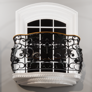 Barandilla de balcón de hierro forjado a mano con diseño decorativo artístico y acabado recubierto de polvo para balcones exteriores e interiores - Product Image 1