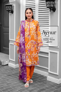 Ssumaira 3PC Digital impreso Salwar Kameez para fiestas Lawn Shirt Pure Check Lawn Dupatta Dyed Cambric Trouser - Product Image 5