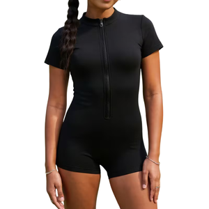 ชุดบอดี้สูทออกกำลังกายสำหรับผู้หญิง สไตล์ลำลอง ใส่สบาย ไร้รอยต่อ เหมาะสำหรับฤดูร้อน แบบไม่มีแขน ซิปด้านหน้า ยืดหยุ่น กระชับรูปร่าง ชุดออกกำลังกายแบบชิ้นเดียว เหมาะสำหรับการฝึกซ้อมในยิม - Product Image 6