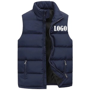 Gilet pour hommes personnalisé manteaux et vestes épais col montant couleur unie gilet en coton veste en duvet de canard sans manches - Product Image 2