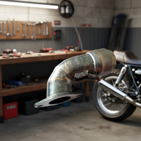 Nouveau collecteur d'échappement en acier Pinasco gris à gros diamètre, remplacement pour système d'échappement de moto, fabriqué en Italie