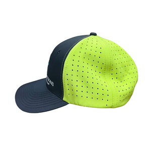 Vente en gros Chapeau personnalisé de haute qualité 6 panneaux en polyester couleur néon Casquette de baseball Gorras Chapeau unisexe sportif avec broderie et trou découpé au laser - Product Image 1