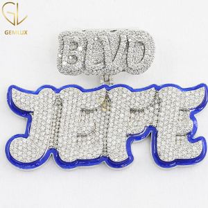 Nouveautés Dernière conception Iced Out Round Cut VVS Moissanite Diamant Émail Lettre Hiphop Pendentif Pour Hommes - Product Image 5