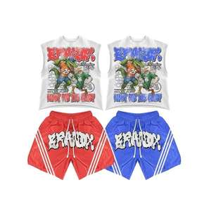 Conjunto de Camiseta sin Mangas y Pantalones Cortos con Estampado de Transferencia de Calor Personalizado con Logotipo Personalizado, Poliéster/Algodón de Secado Rápido, Ropa Casual de Verano - Product Image 6