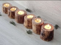 Luxuriöser Dekorativer Holz-Kerzenhalter Heimdekoration Einzigartige Baumstumpf-Form Retro
