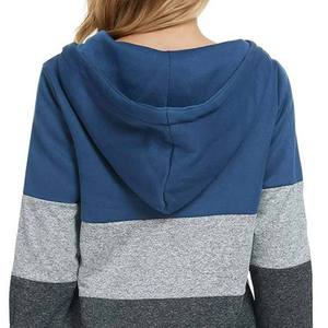 Custom Made Your Own Design Blank OEM ODM Service Ladies Color Block Hoodie 2024 Nueva llegada Zip up Hoodies para la venta - Product Image 6