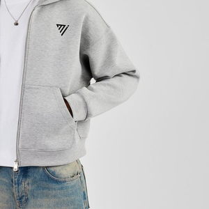 Nuevas Sudaderas con Capucha Grises Oversize para Hombre, Premium, con Bolsillos Funcionales, 450 Gsm, de Alto Gramaje, Estilo Cropped y Boxy, con Cremallera - Product Image 2