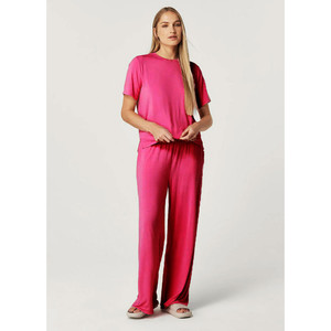 Women Soft Breathable Fluid Knit Rayon Front <b>Pajamas</b> Set XL Size Elastic Waist Drawstring Closure Casual Print Style Spring - Product Image 1