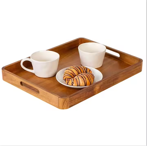 Plateau en bois pour petit-déjeuner à la maison minimaliste moderne plateaux de service par artisanat en croissant - Product Image 1