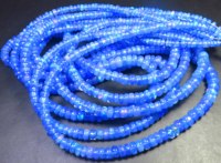 Perles Rondelles en Opale de Feu Éthiopienne Bleue Naturelle de Haute Qualité, Taille Brillante, 4-6mm, Lisses et Polies, Fil de 16 pouces, Effet de Couleur Changeant, pour Bijoux DIY