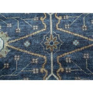 Alfombra de Lana Anudada a Mano Azul Savana PKWL-2105 para Uso Doméstico - Medallón Rectangular con Diseño de Patchwork para Sala de Estar, Pasillo y Entrada - Product Image 3