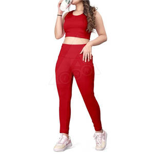 Ensemble de vêtements de sport pour femmes soutien-gorge de yoga et legging long avec poches manches courtes soutien-gorge de sport de fitness - Product Image 4