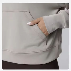 Sudadera con Capucha Corta y Holgada para Mujer, Estilo Informal, Suave, para Yoga y Ejercicio, Otoño-Invierno - Product Image 3