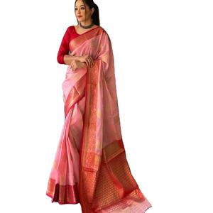 El último diseñador Banarasi Silk Digital Printed Work Saree de Fab Zone - Product Image 1