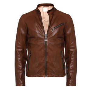 Veste en peau d'agneau en cuir de mouton de couleur 2 tonnes Veste en cuir ciré pour hommes Vente en gros Veste en cuir de moto haut de gamme - Product Image 1