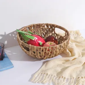 Bol de service en rotin en maille de couleur brun antique avec finition naturelle, lot de 3, parfait pour la décoration de mariage - Product Image 2