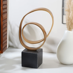 AK โลหะทองเหลืองตั้งโต๊ะพร้อมฐานหินอ่อนสีดำและรูปปั้นมาตรฐานดีไซน์สวยสำหรับตกแต่งสำนักงาน/ตกแต่งโต๊ะ - Product Image 3