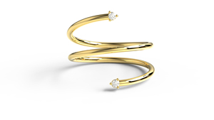 Bague spirale de luxe plaquée or 18 carats avec diamant rond, bague serpent en fil torsadé, bijoux raffinés pour femme, cadeau de bijouterie - Product Image 1