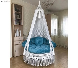 Chaise balançoire suspendue en macramé fait à la main Boho Chic intérieur extérieur salle de jeux Patio confortable siège durable - Product Image 5