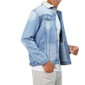 Vente en gros de vestes en jean bleu avec logo personnalisé Veste en jean en coton pour hommes - Product Image 3