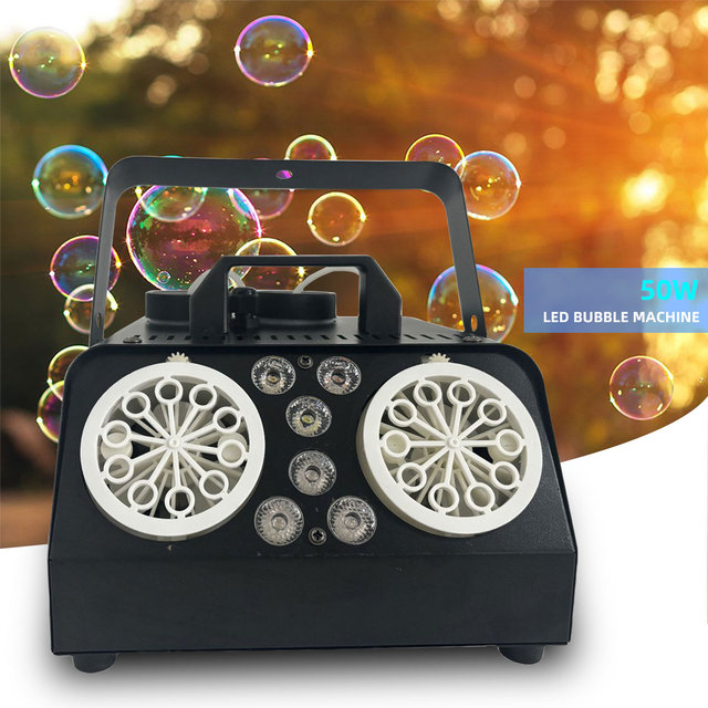 Factory Direct 50W Bubble Machine with 3in1 RGB LED Wireless Remote Control for DJ Party Wedding Electric Power Source
