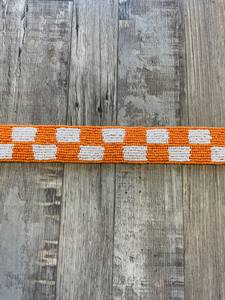 Checkerboard Beaded <b>Purse</b> Strap OrangeWhite - Product Image 4