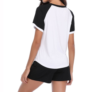 เซ็ตเสื้อยืดและกางเกงขาสั้นแขนสั้น2ชิ้นสำหรับผู้หญิงชุดนอนผ้าฝ้ายเนื้อนุ่มสวมใส่สบาย - Product Image 6