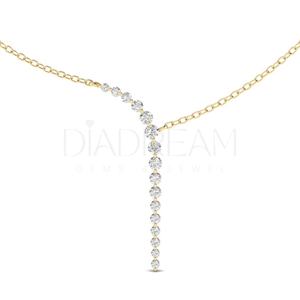 Collar de diamantes de moissanita de corte redondo para mujer, cadena de eslabones de dos tonos chapada en plata de ley 925, estilo clásico personalizable - Product Image 2