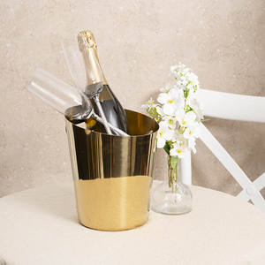 Seau à glace moderne en acier inoxydable doré 5L avec poignée, vente en gros, refroidisseur de boissons pour usage domestique et commercial - Product Image 2